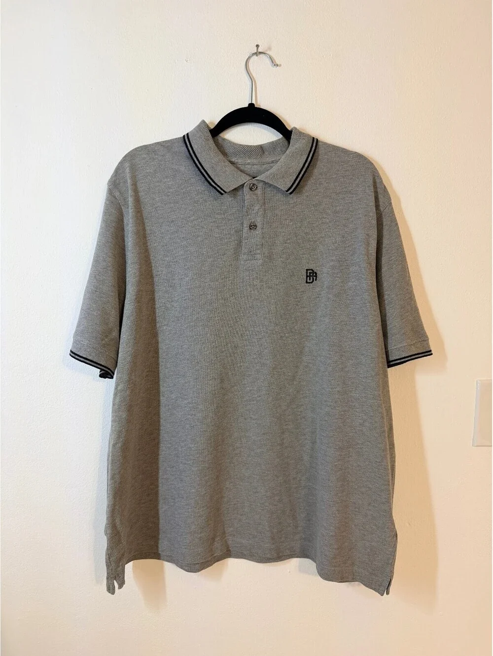 Banana Republic Gray Cotton Polo Shirt XL Embroidered Logo Short Sleeve